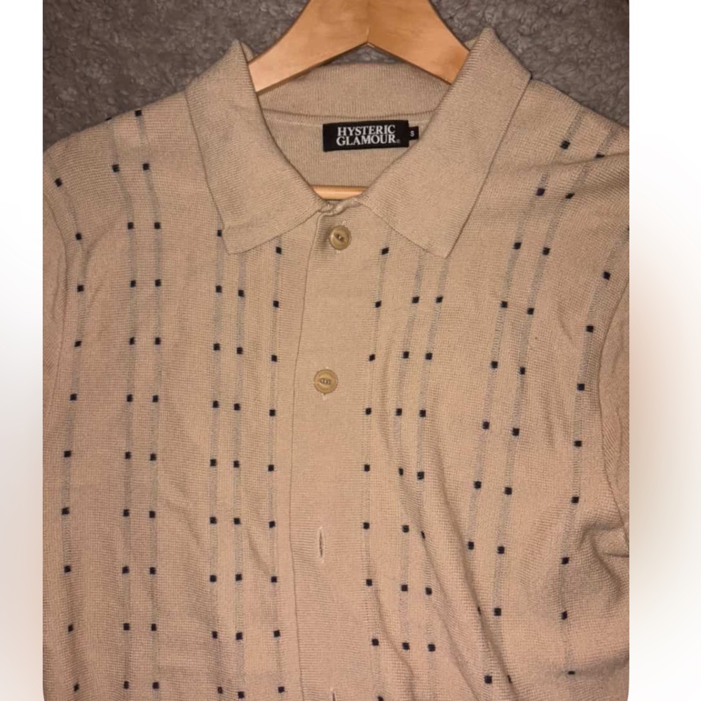 Hysteric Glamour Knit Beige/Black Button Down Shirt